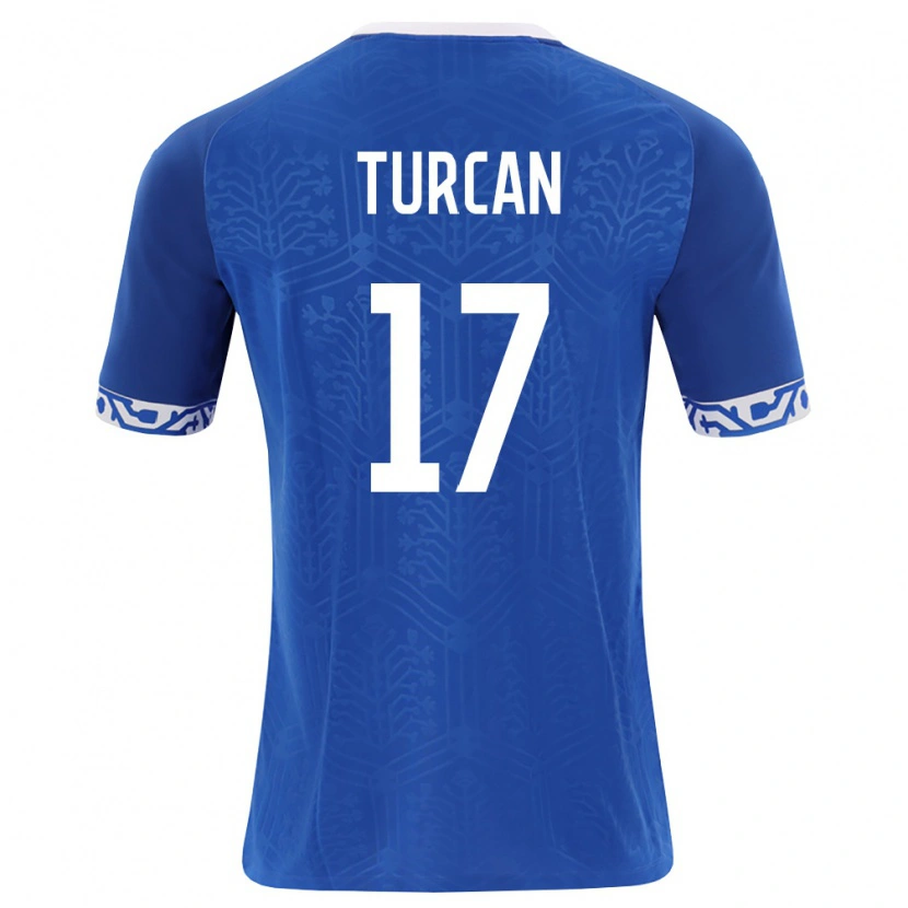 DanxenレディースモルドバSerghei Turcan#17ロイヤルブルー 白ホームシャツ26-28ジャージーユニフォーム