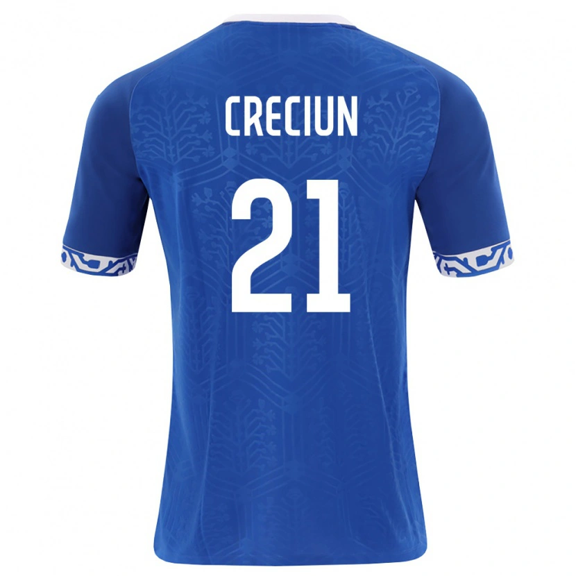 DanxenレディースモルドバEduard Creciun#21ロイヤルブルー 白ホームシャツ26-28ジャージーユニフォーム