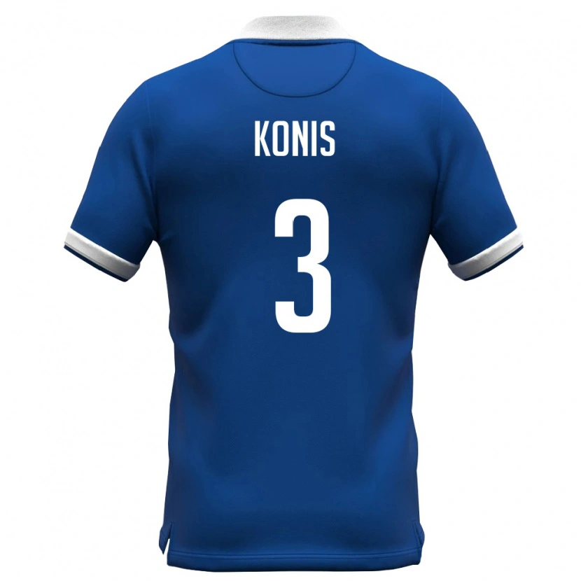 DanxenレディースキプロスAntonis Konis#3ロイヤルブルー 白ホームシャツ26-28ジャージーユニフォーム