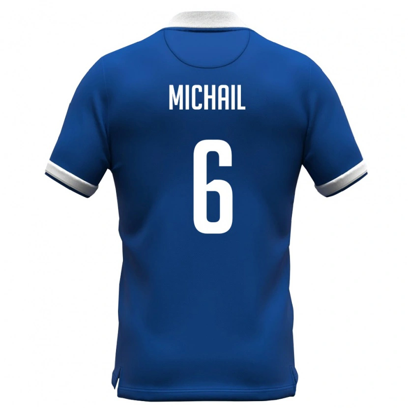 DanxenレディースキプロスGeorgios Michail#6ロイヤルブルー 白ホームシャツ26-28ジャージーユニフォーム
