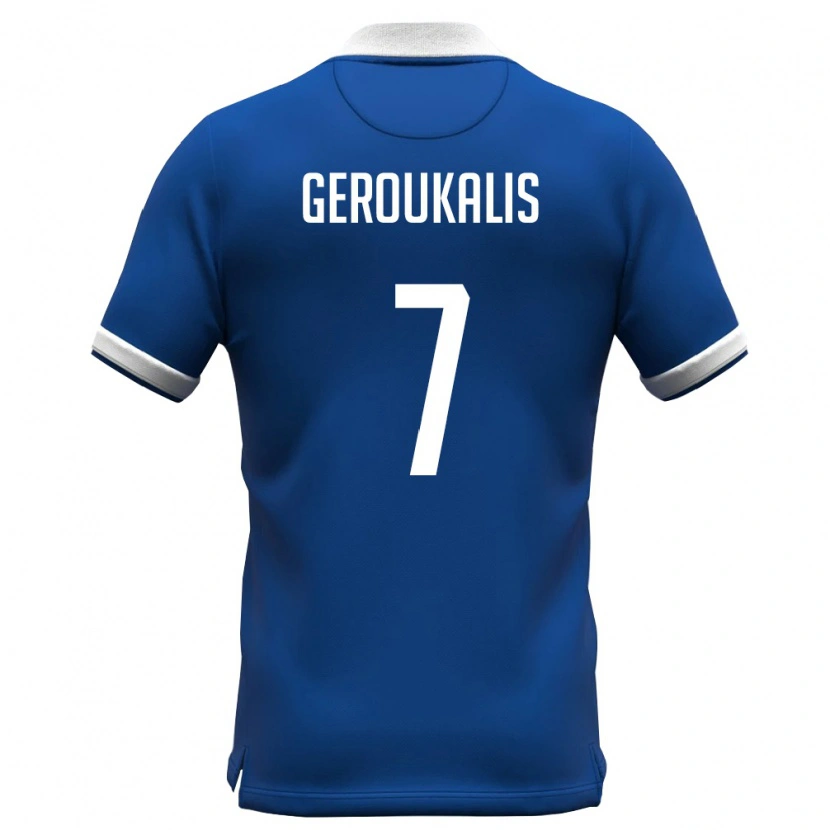 DanxenレディースキプロスAlexandros Geroukalis#7ロイヤルブルー 白ホームシャツ26-28ジャージーユニフォーム
