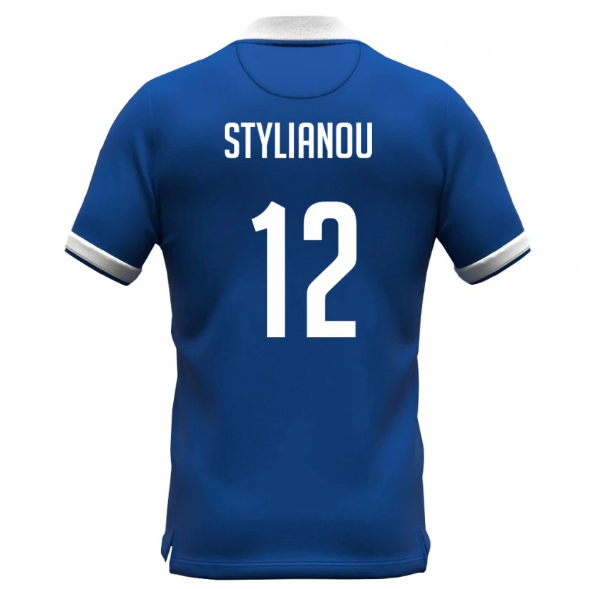 DanxenレディースキプロスKonstantinos Stylianou#12ロイヤルブルー 白ホームシャツ26-28ジャージーユニフォーム
