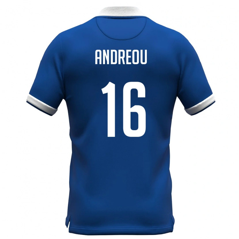 DanxenレディースキプロスPanagiotis Andreou#16ロイヤルブルー 白ホームシャツ26-28ジャージーユニフォーム