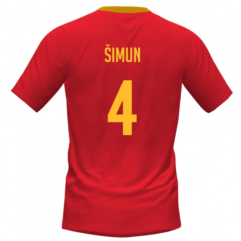 DanxenレディースモンテネグロMarko Simun#4赤 黄ホームシャツ26-28ジャージーユニフォーム