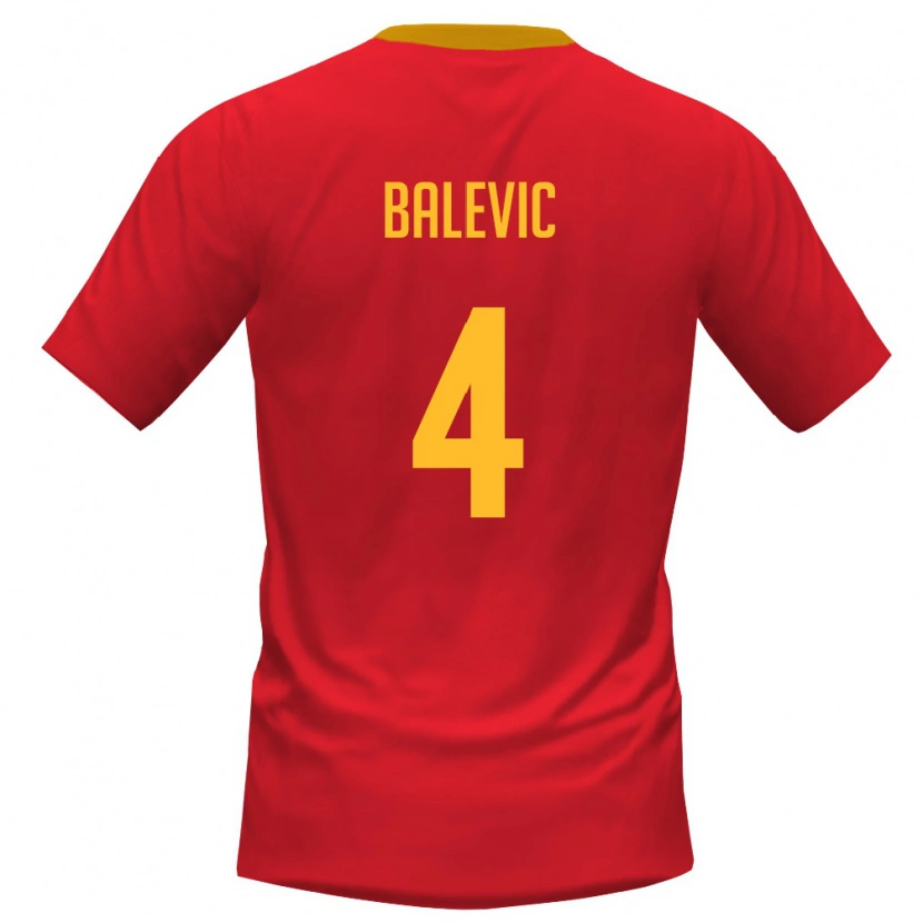 DanxenレディースモンテネグロNikola Balevic#4赤 黄ホームシャツ26-28ジャージーユニフォーム