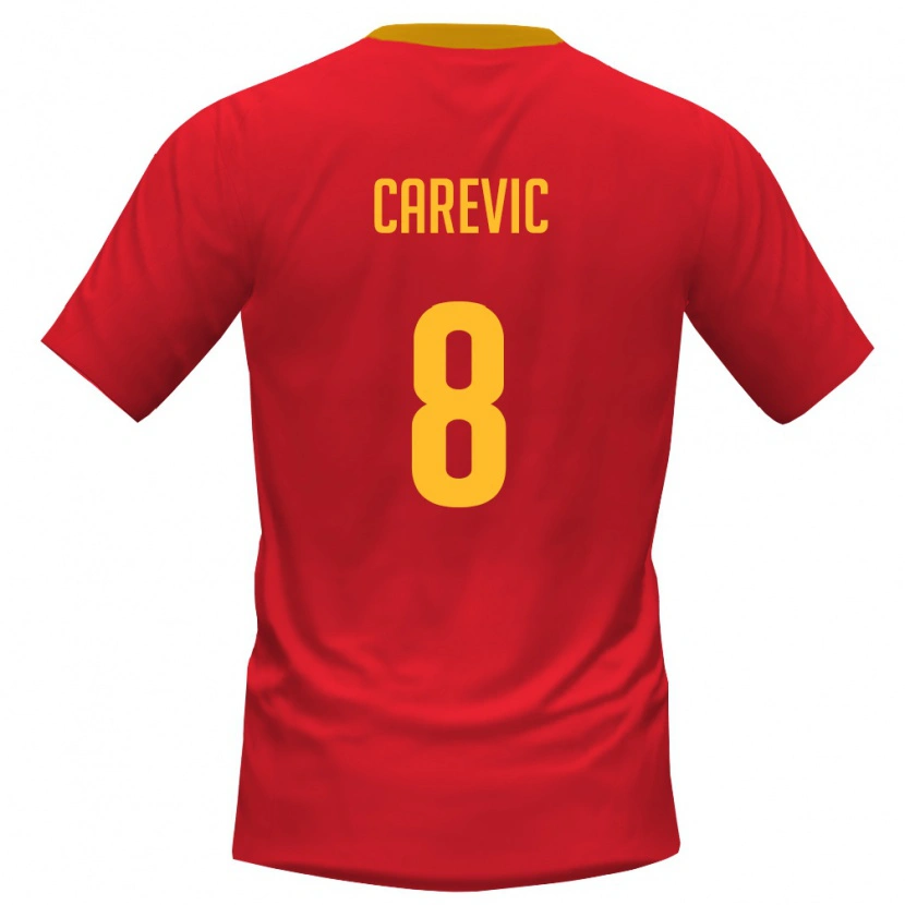 DanxenレディースモンテネグロNemanja Carevic#8赤 黄ホームシャツ26-28ジャージーユニフォーム