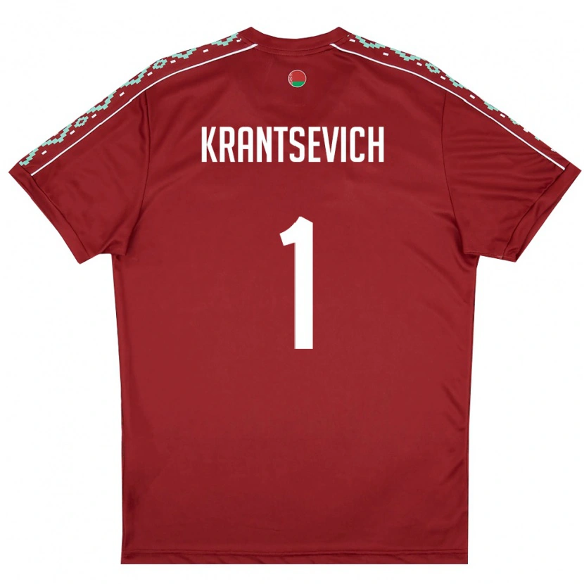 DanxenレディースベラルーシSemen Krantsevich#1ディープレッド 白ホームシャツ26-28ジャージーユニフォーム