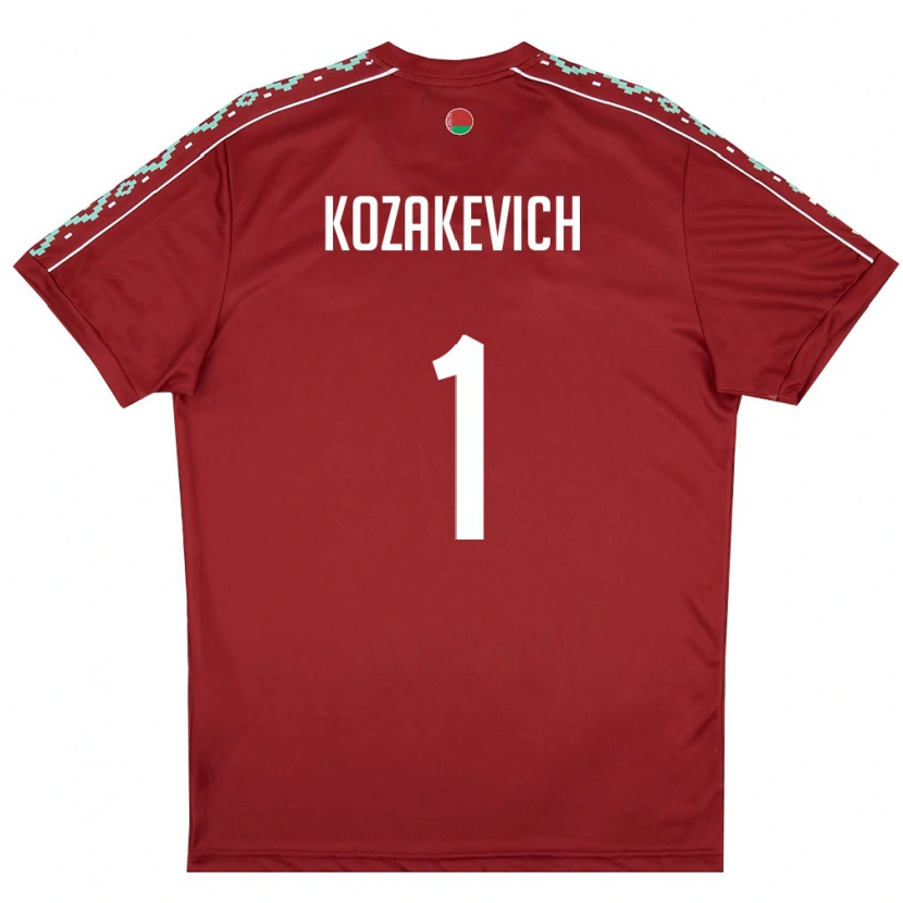 DanxenレディースベラルーシMikhail Kozakevich#1ディープレッド 白ホームシャツ26-28ジャージーユニフォーム