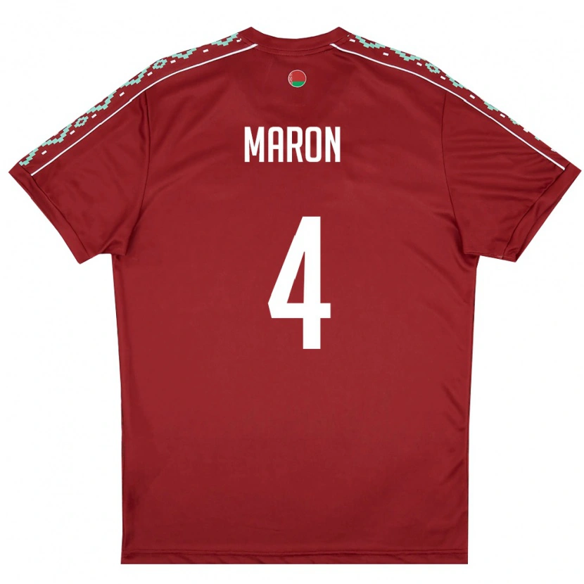 DanxenレディースベラルーシDmitriy Maron#4ディープレッド 白ホームシャツ26-28ジャージーユニフォーム