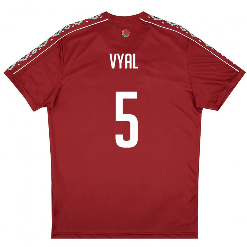 DanxenレディースベラルーシAnton Vyal#5ディープレッド 白ホームシャツ26-28ジャージーユニフォーム
