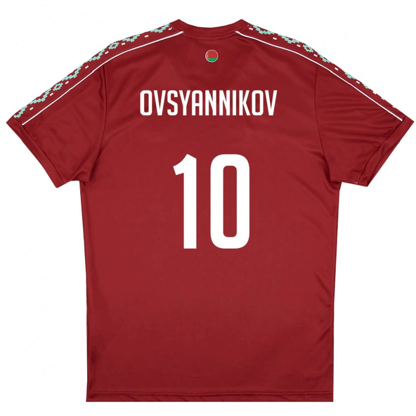 DanxenレディースベラルーシDenis Ovsyannikov#10ディープレッド 白ホームシャツ26-28ジャージーユニフォーム