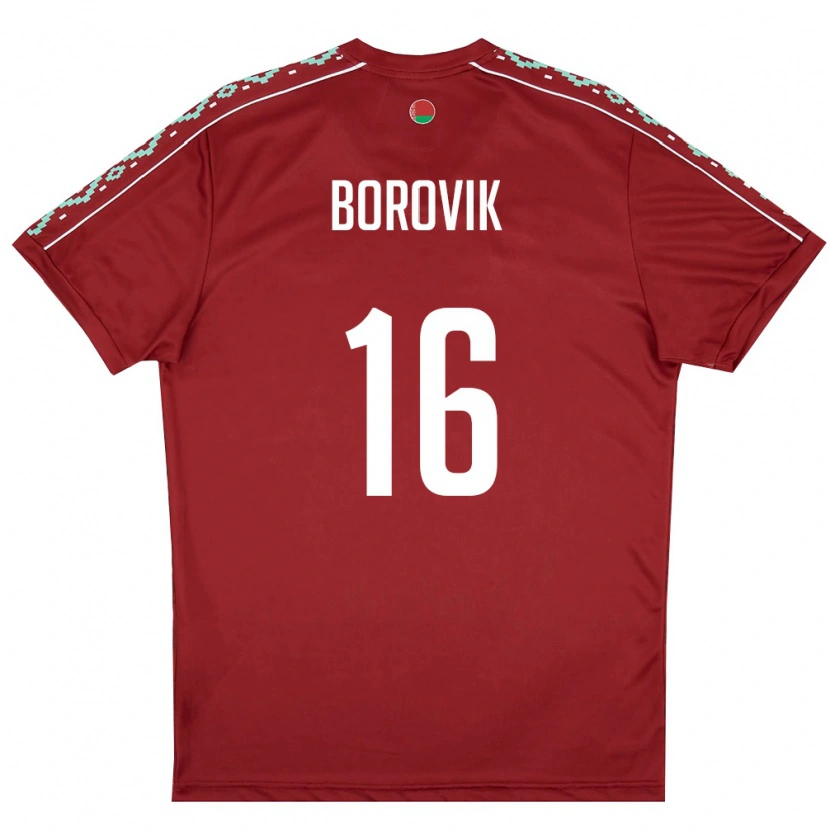 DanxenレディースベラルーシGrigoriy Borovik#16ディープレッド 白ホームシャツ26-28ジャージーユニフォーム