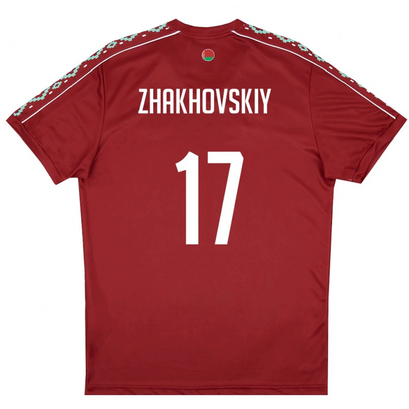 DanxenレディースベラルーシIvan Zhakhovskiy#17ディープレッド 白ホームシャツ26-28ジャージーユニフォーム