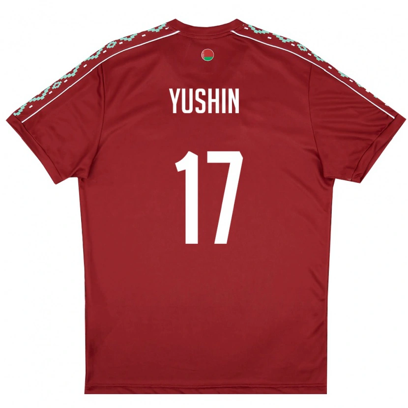 DanxenレディースベラルーシLavr Yushin#17ディープレッド 白ホームシャツ26-28ジャージーユニフォーム