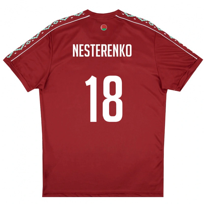 DanxenレディースベラルーシEvgeniy Nesterenko#18ディープレッド 白ホームシャツ26-28ジャージーユニフォーム
