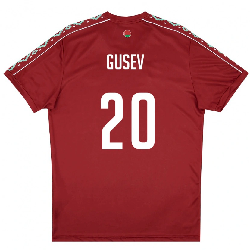 DanxenレディースベラルーシBogdan Gusev#20ディープレッド 白ホームシャツ26-28ジャージーユニフォーム