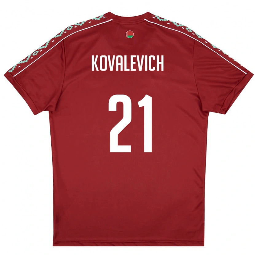 DanxenレディースベラルーシTimofey Kovalevich#21ディープレッド 白ホームシャツ26-28ジャージーユニフォーム