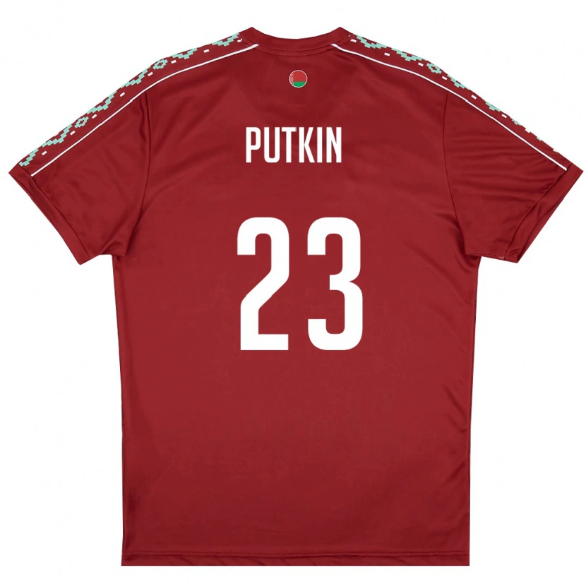 DanxenレディースベラルーシIlya Putkin#23ディープレッド 白ホームシャツ26-28ジャージーユニフォーム
