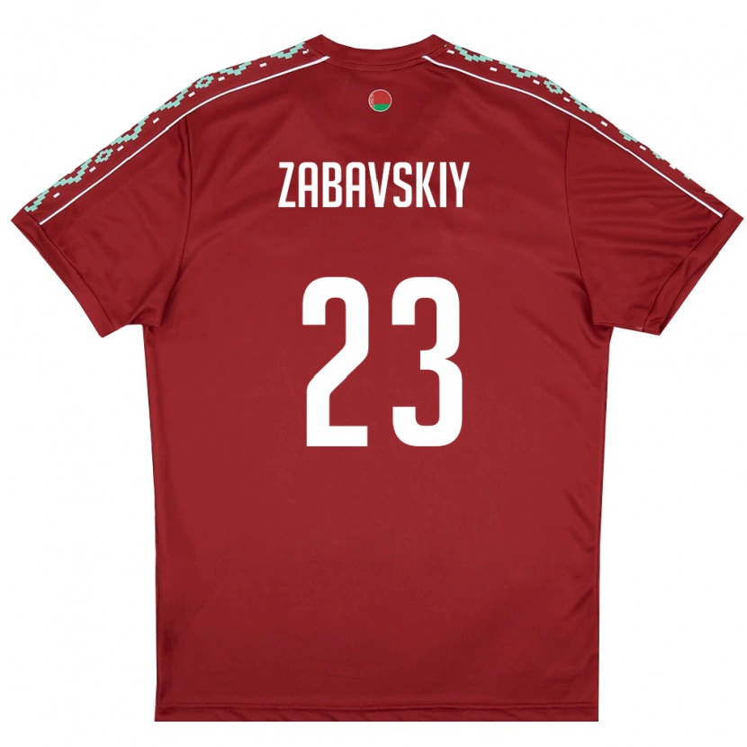 DanxenレディースベラルーシMatvey Zabavskiy#23ディープレッド 白ホームシャツ26-28ジャージーユニフォーム