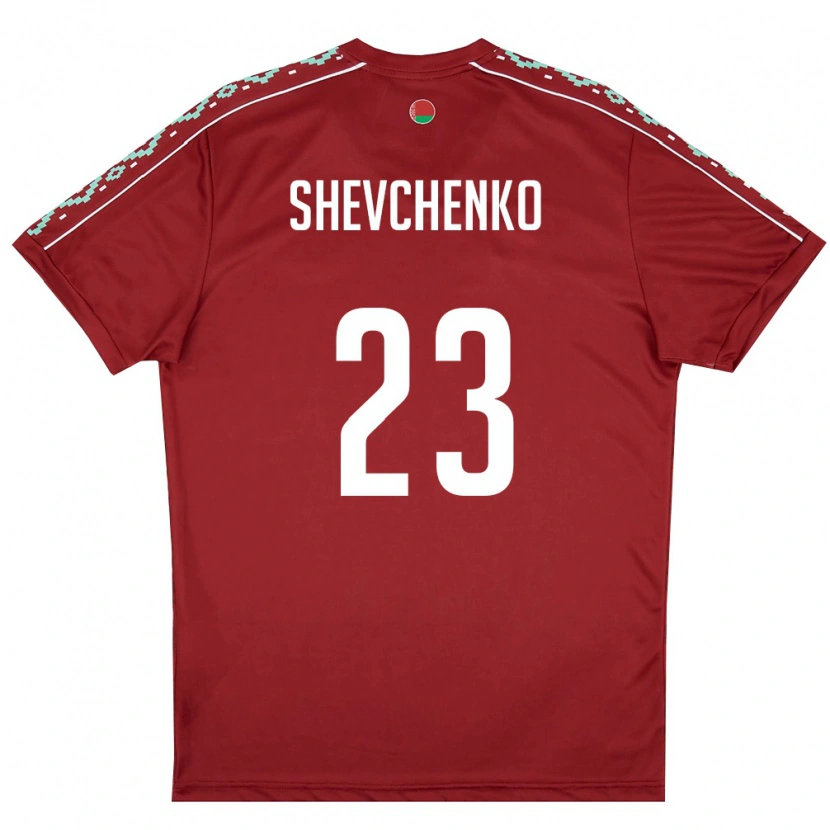 DanxenレディースベラルーシGleb Shevchenko#23ディープレッド 白ホームシャツ26-28ジャージーユニフォーム