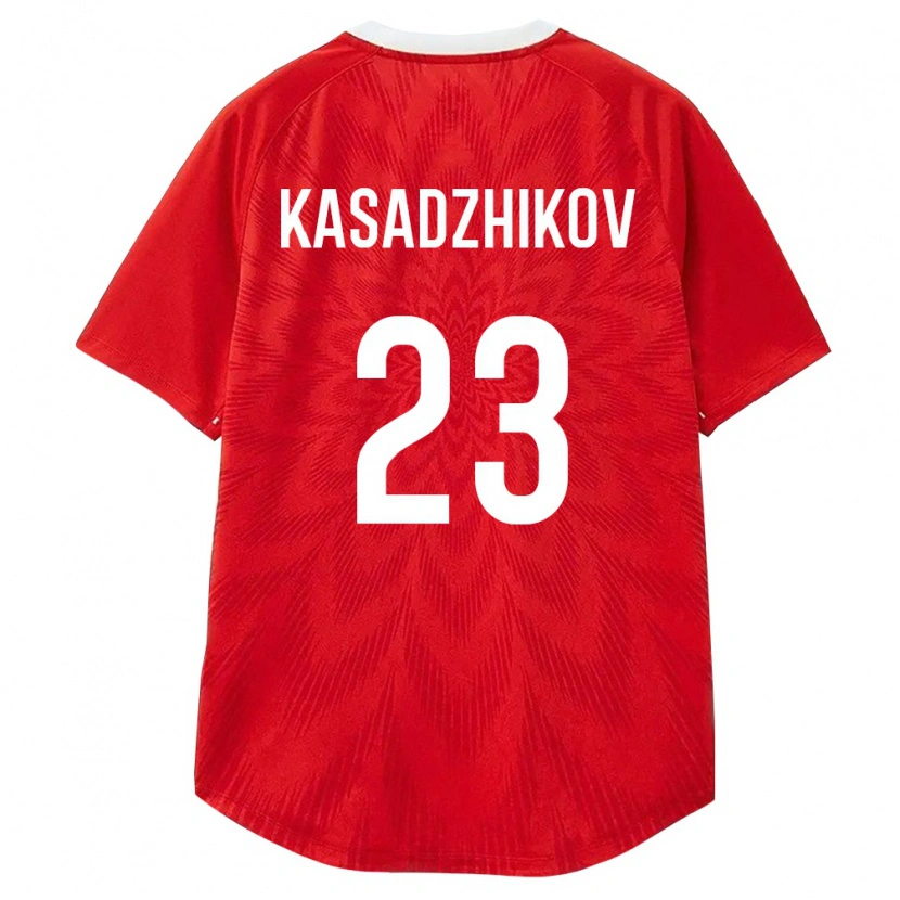 DanxenレディースロシアAndrey Kasadzhikov#23赤 白 茶ホームシャツ26-28ジャージーユニフォーム