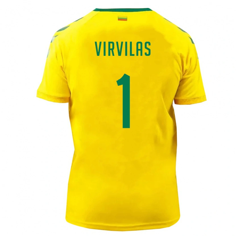DanxenレディースリトアニアJulius Virvilas#1黄 緑ホームシャツ26-28ジャージーユニフォーム
