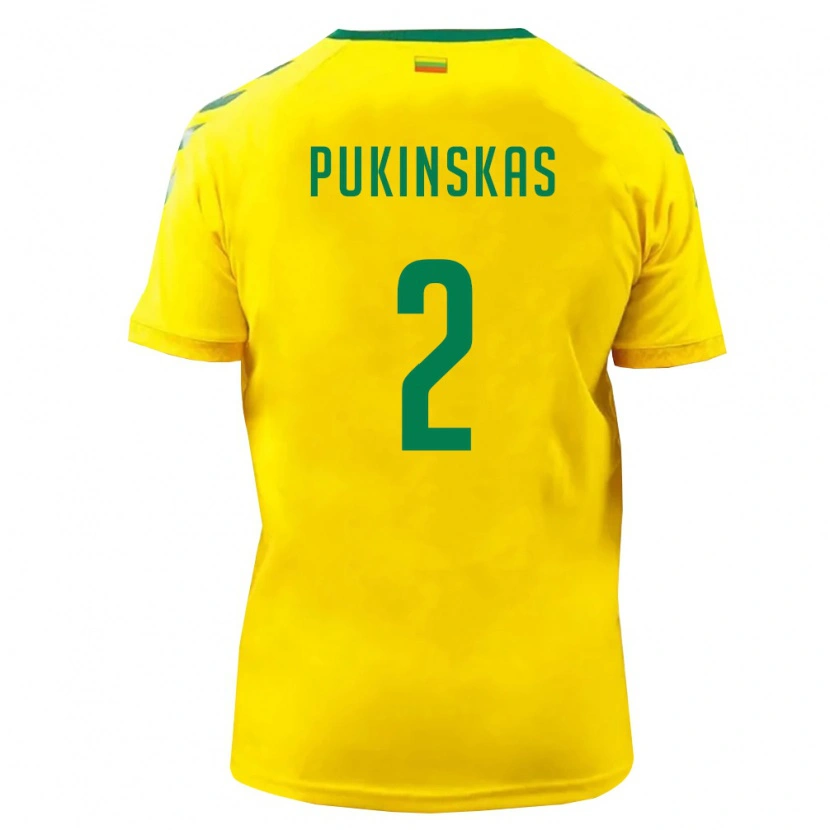 DanxenレディースリトアニアIgnas Pukinskas#2黄 緑ホームシャツ26-28ジャージーユニフォーム