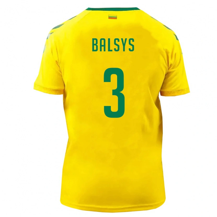 DanxenレディースリトアニアDovydas Balsys#3黄 緑ホームシャツ26-28ジャージーユニフォーム
