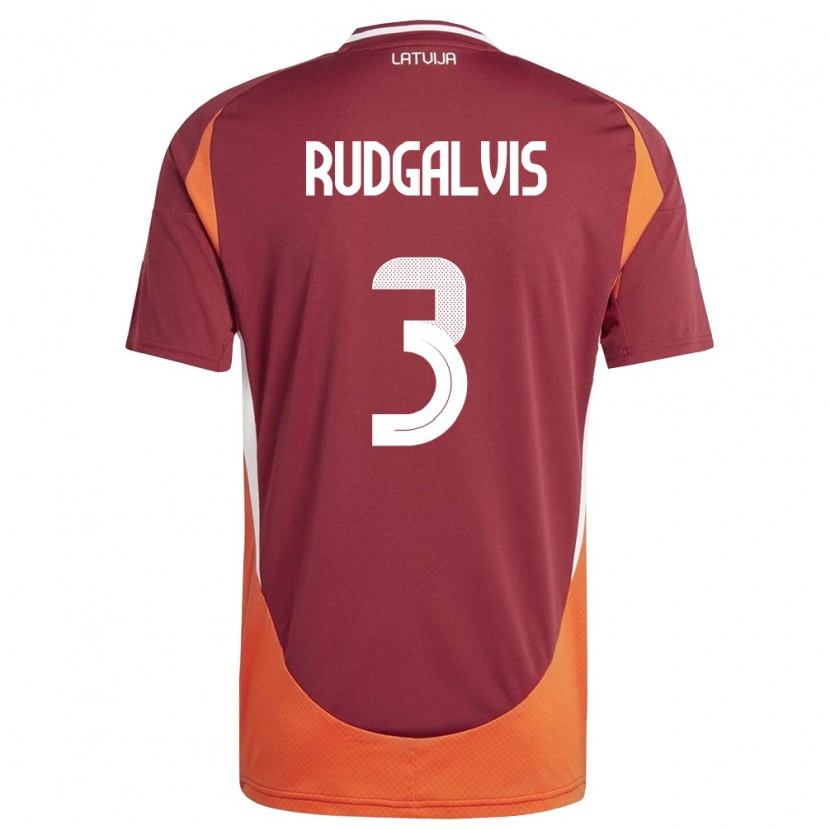 DanxenレディースラトビアDaniels Rudgalvis#3ディープレッド 白 オレンジホームシャツ26-28ジャージーユニフォーム