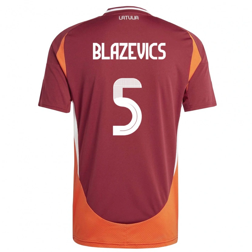 DanxenレディースラトビアJegors Blazevics#5ディープレッド 白 オレンジホームシャツ26-28ジャージーユニフォーム