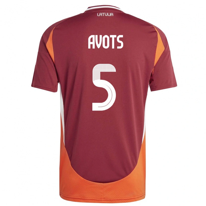 DanxenレディースラトビアAlberts Avots#5ディープレッド 白 オレンジホームシャツ26-28ジャージーユニフォーム