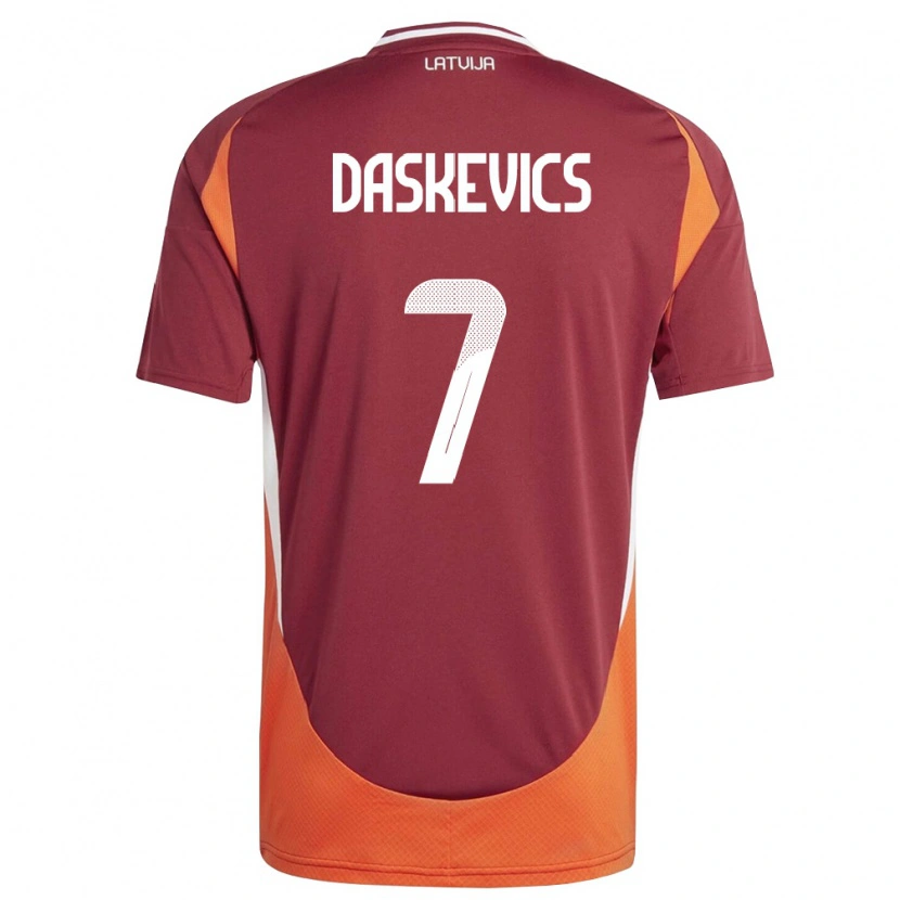 DanxenレディースラトビアEduards Daskevics#7ディープレッド 白 オレンジホームシャツ26-28ジャージーユニフォーム