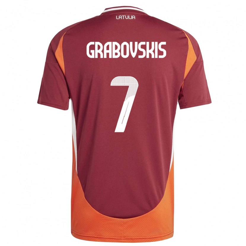 DanxenレディースラトビアKristaps Grabovskis#7ディープレッド 白 オレンジホームシャツ26-28ジャージーユニフォーム