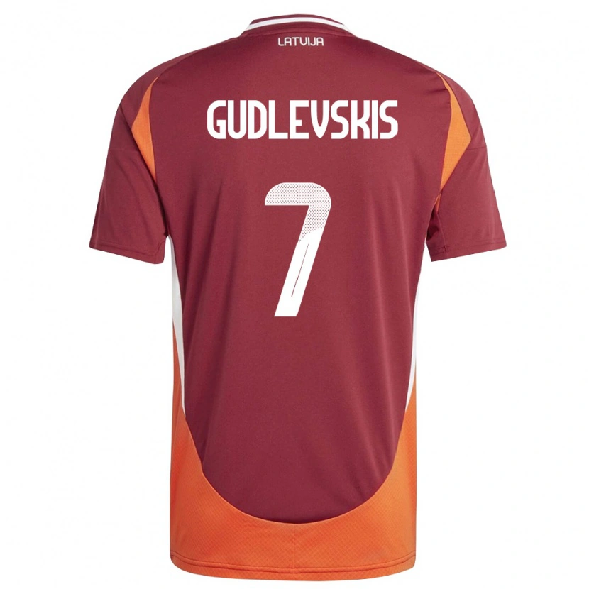 DanxenレディースラトビアReinards Gudlevskis#7ディープレッド 白 オレンジホームシャツ26-28ジャージーユニフォーム
