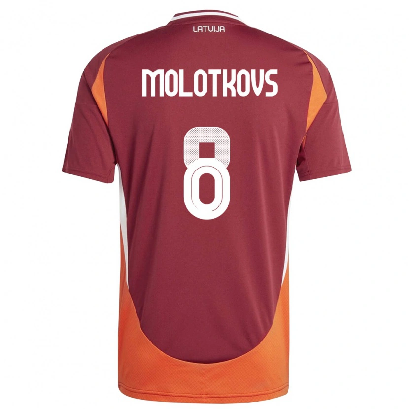 DanxenレディースラトビアAleksandrs Molotkovs#8ディープレッド 白 オレンジホームシャツ26-28ジャージーユニフォーム