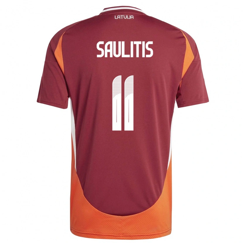 DanxenレディースラトビアAdrians Saulitis#11ディープレッド 白 オレンジホームシャツ26-28ジャージーユニフォーム