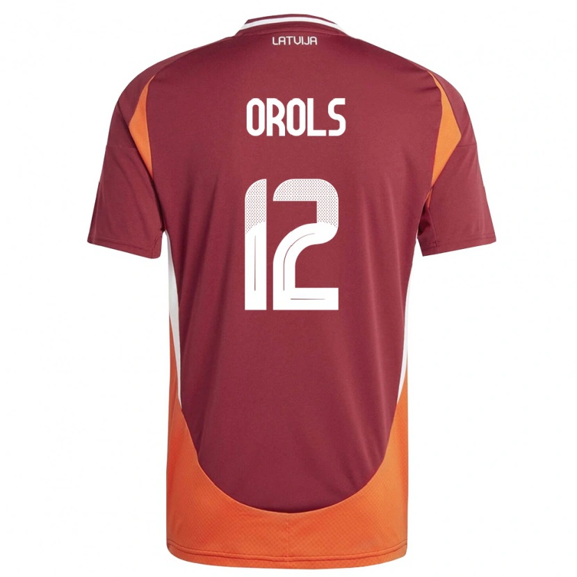 DanxenレディースラトビアFrenks Orols#12ディープレッド 白 オレンジホームシャツ26-28ジャージーユニフォーム