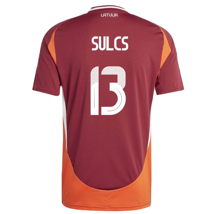 DanxenレディースラトビアOskars Sulcs#13ディープレッド 白 オレンジホームシャツ26-28ジャージーユニフォーム