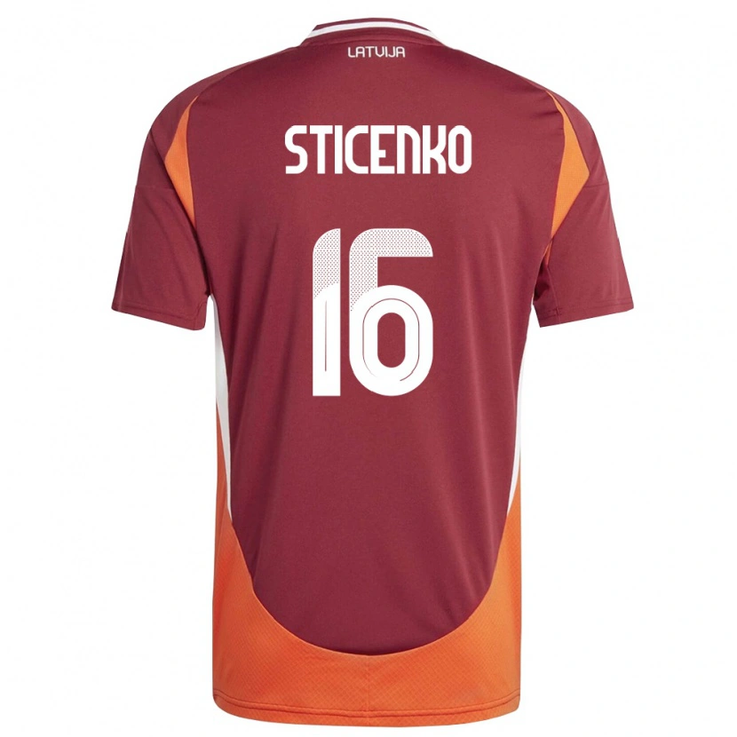 DanxenレディースラトビアRafaels Sticenko#16ディープレッド 白 オレンジホームシャツ26-28ジャージーユニフォーム