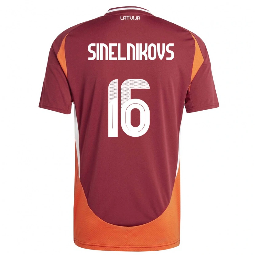 DanxenレディースラトビアAleksandrs Sinelnikovs#16ディープレッド 白 オレンジホームシャツ26-28ジャージーユニフォーム