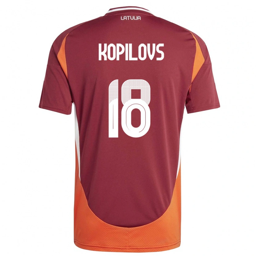 DanxenレディースラトビアMaksims Kopilovs#18ディープレッド 白 オレンジホームシャツ26-28ジャージーユニフォーム