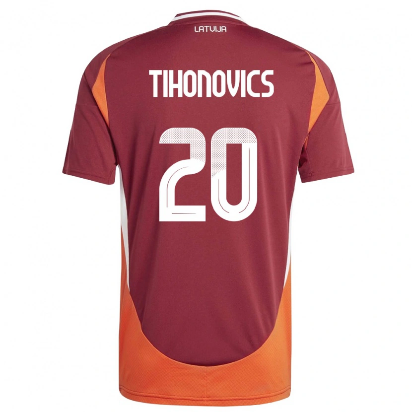 DanxenレディースラトビアMilans Tihonovics#20ディープレッド 白 オレンジホームシャツ26-28ジャージーユニフォーム