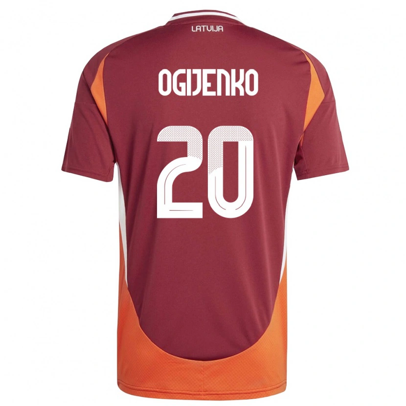 DanxenレディースラトビアNikita Ogijenko#20ディープレッド 白 オレンジホームシャツ26-28ジャージーユニフォーム