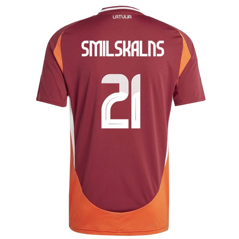 DanxenレディースラトビアGundars Smilskalns#21ディープレッド 白 オレンジホームシャツ26-28ジャージーユニフォーム