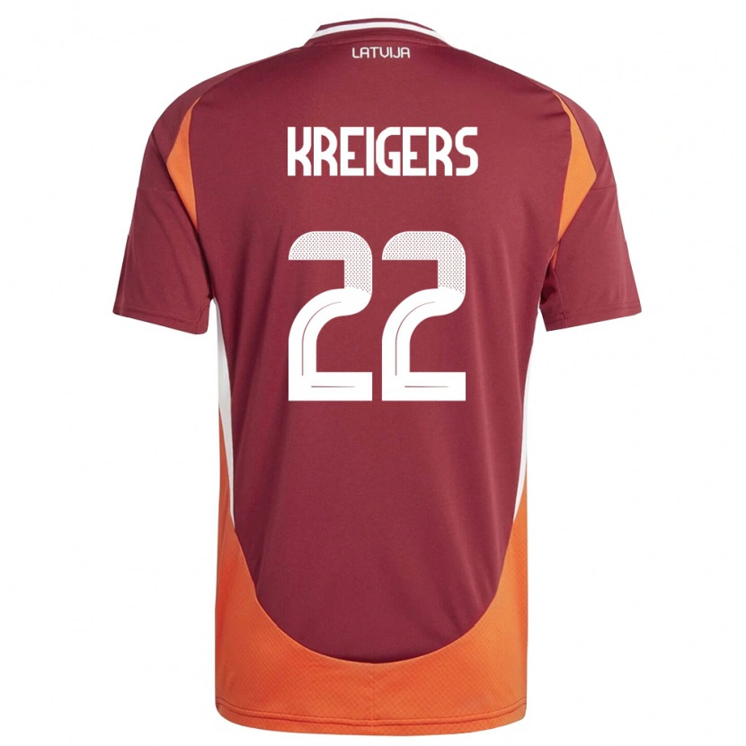 DanxenレディースラトビアEdvards Kreigers#22ディープレッド 白 オレンジホームシャツ26-28ジャージーユニフォーム