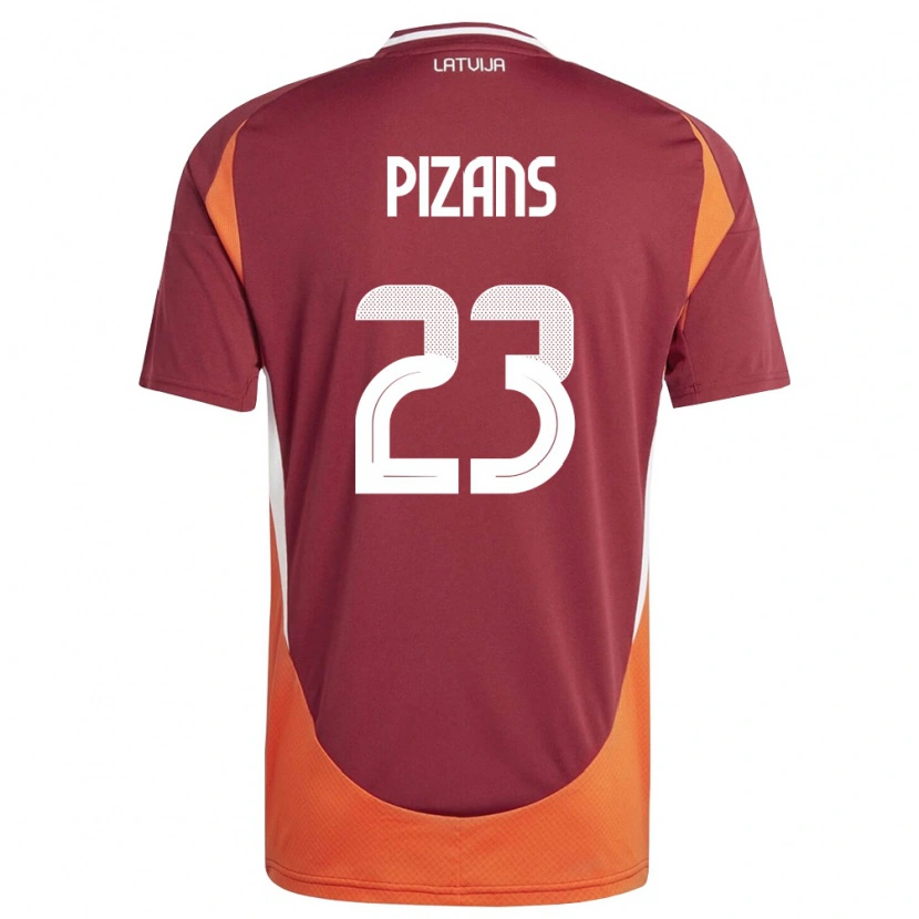 DanxenレディースラトビアRicards Pizans#23ディープレッド 白 オレンジホームシャツ26-28ジャージーユニフォーム