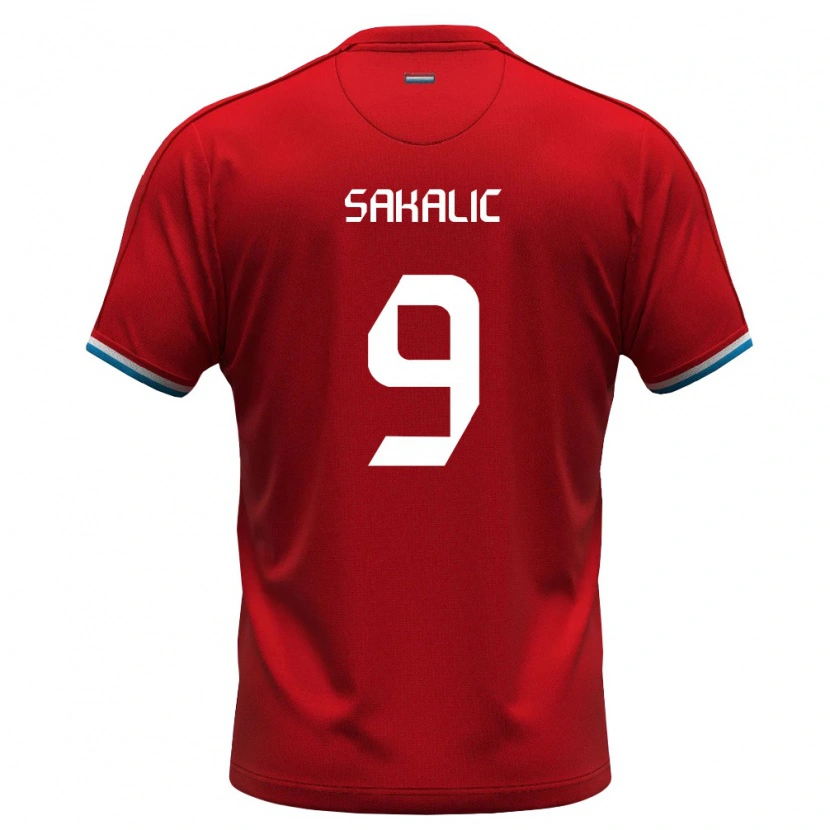 DanxenレディースルクセンブルクAdin Sakalic#9赤 白 青ホームシャツ26-28ジャージーユニフォーム