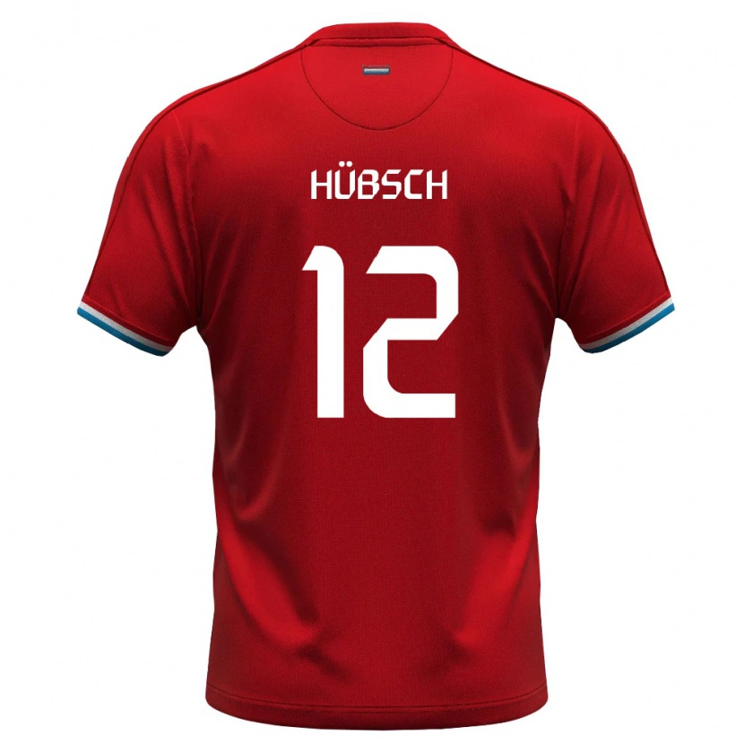 DanxenレディースルクセンブルクFabrice Hübsch#12赤 白 青ホームシャツ26-28ジャージーユニフォーム