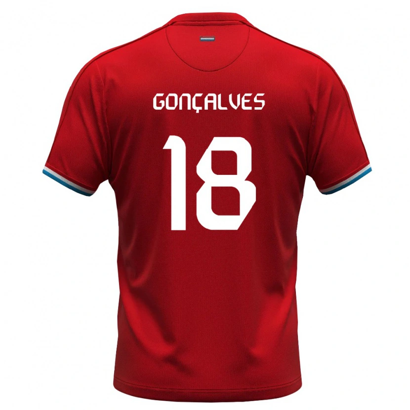 DanxenレディースルクセンブルクMiguel Gonçalves#18赤 白 青ホームシャツ26-28ジャージーユニフォーム