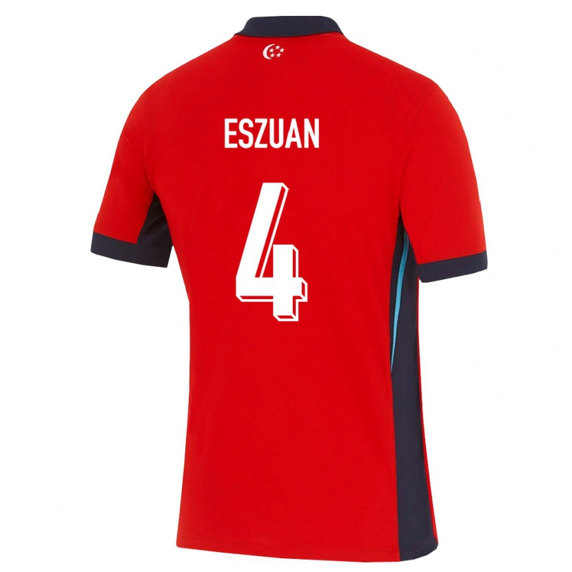 DanxenレディースシンガポールAiman Eszuan#4赤 白 黒ホームシャツ26-28ジャージーユニフォーム